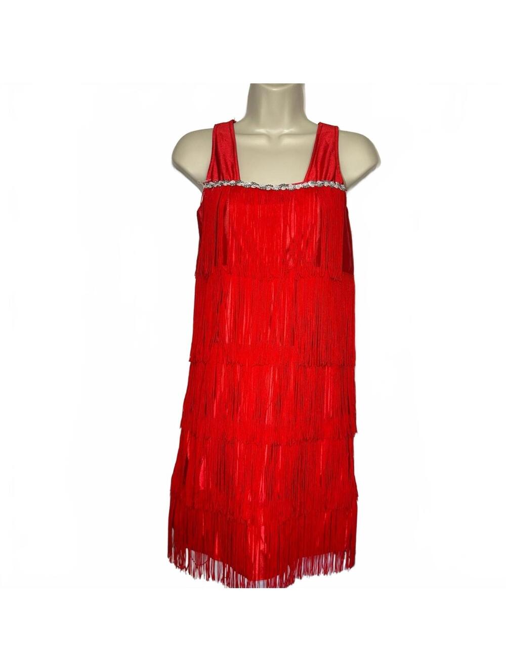 Flapper Dress Halloween Costume Party Fringe Dance 20s Red | Ladies Size Small